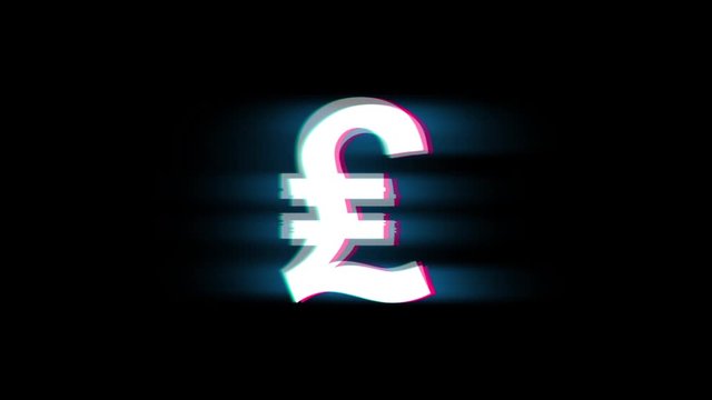 Italy Lira Currency Symbol on Glitch Led Screen Retro Vintage Display Animation 4K Animation Seamless Loop Alpha Channel.