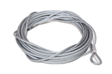 Skein of steel cable Isolated on a white background