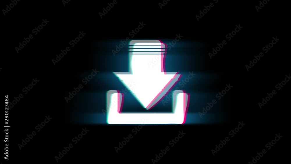 Aufkleber cloud computing, download, storage symbol on glitch led screen retro vintage display animation 4k an