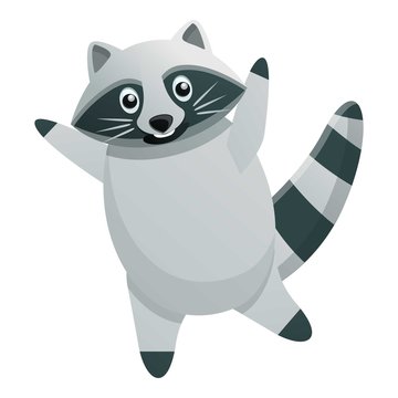 Happy jump raccoon icon. Cartoon of happy jump raccoon vector icon for web design isolated on white background
