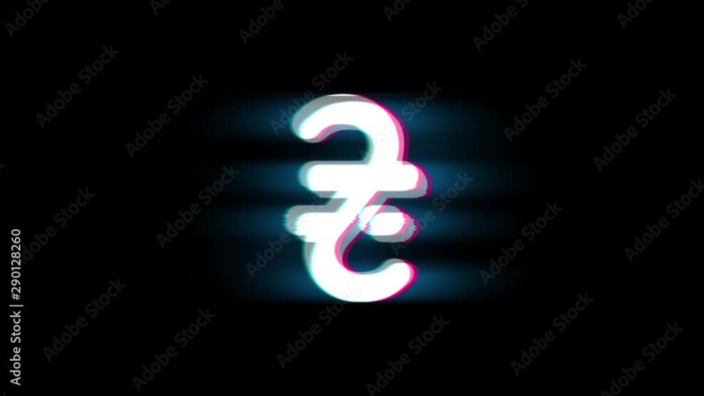Poster ukrainian hryvnia currency symbol on glitch led screen retro vintage display animation 4k animation 