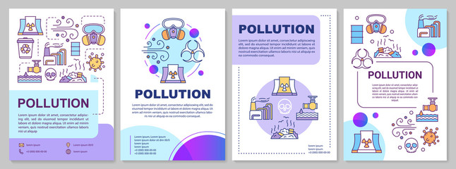 Pollution brochure template. Environmental damage. Flyer, booklet, leaflet print, cover design with linear illustrations. Vector page layouts for magazines, annual reports, advertising posters