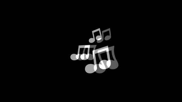 Music Song Chords Icon Old Vintage Twitched Bad Signal Screen Effect 4K Animation. Twitch, Noise, Glitch Loop with Alpha Channel.