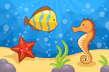 Illustration of sea animals