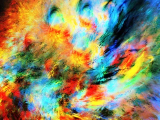 Selbstklebende Fototapete Gemixte farben abstrakter chaotischer fraktaler Hintergrund 3D-Rendering-Illustration