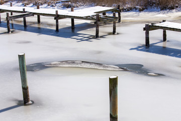 snowy water scene in winter