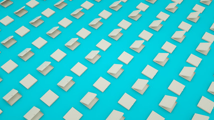 white pizza boxes on a blue background. 3d render illustration