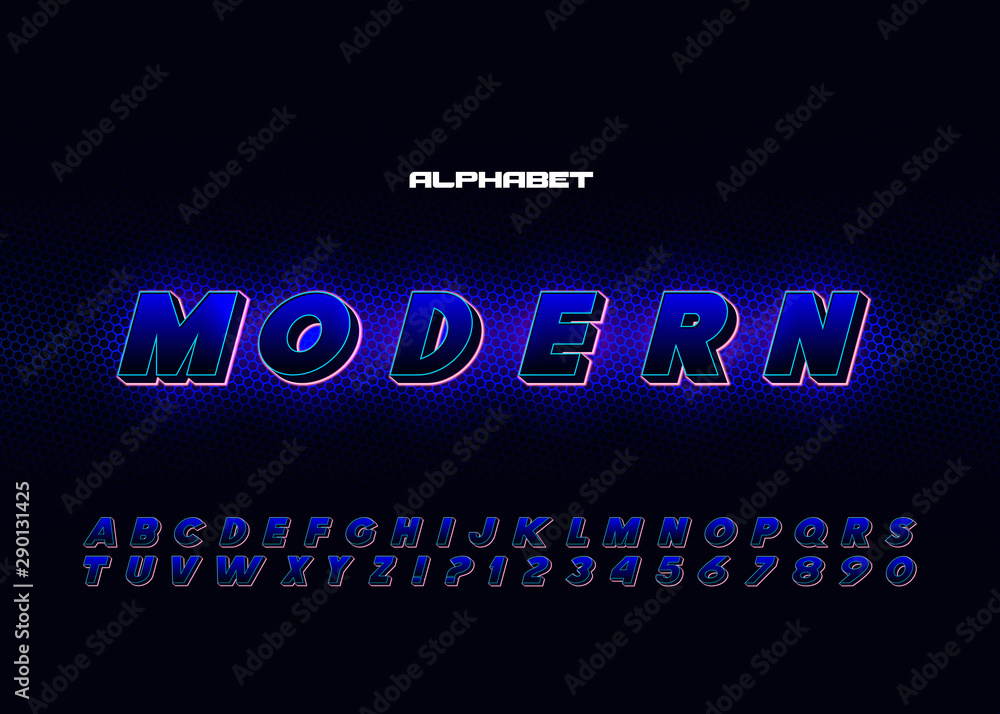 Poster vector of abstract neon font and alphabet.