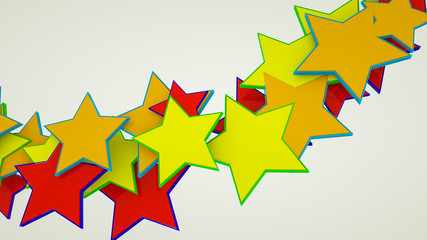 Fototapeta premium three-dimensional multi-colored stars scatter in different directions. Background . 3d render illustration
