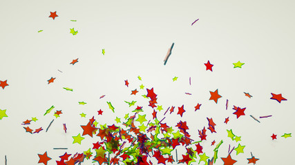 three-dimensional multi-colored stars scatter in different directions. Background . 3d render illustration