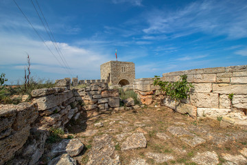 Part of the restored ancient fortress of Cape Kaliakra.  Тhe only reserve in Bulgaria that includes a marine protected area. Northern Black Sea Coast, Bulgaria.