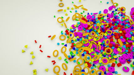 three-dimensional multi-colored primitive objects. Background . 3d render illustration
