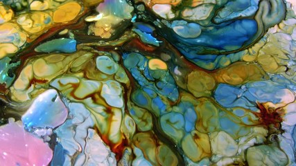 Nice Ink Abstract Psychedelic Paint Liquid Motion Background Texture Video.