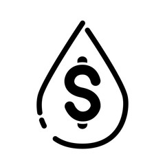 drop of oil, oil price, water price, drop with dollar sign, linear icon isolated white background