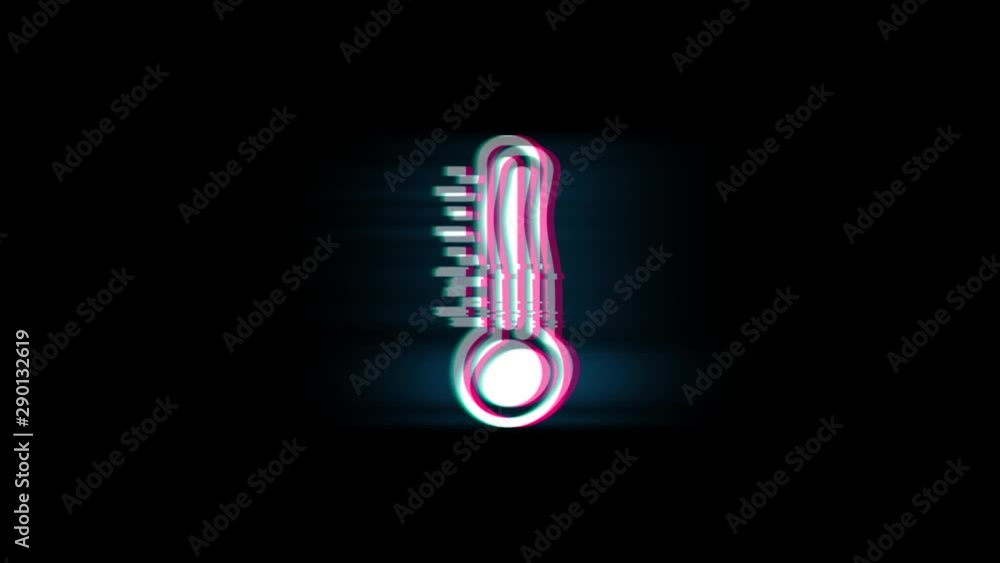 Poster thermometer medicine para mercury symbol on glitch led screen retro vintage display animation 4k ani