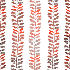 Fototapeta na wymiar Vector seamless background with colorful watercolor illustration of stripe of herbs or plants. Can be used for wallpaper, pattern fills, web page, surface textures, textile print, wrapping paper