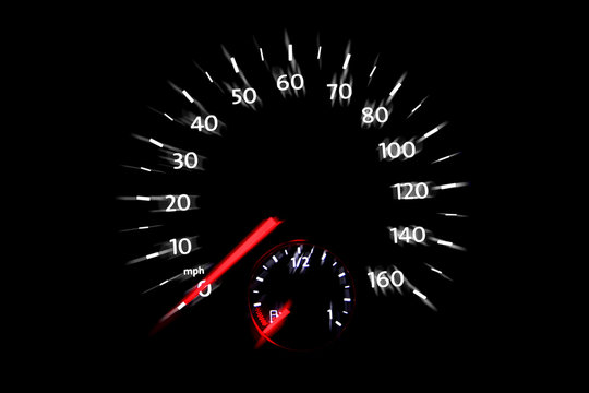 Car speedo at night red needle