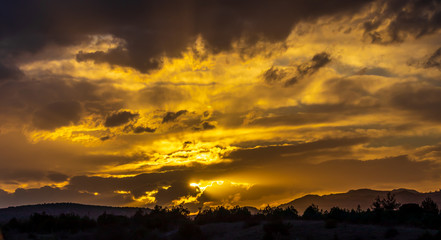 sunset in the mountains