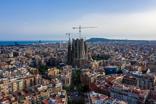 La Sagrada Familia Drone Aerial View 