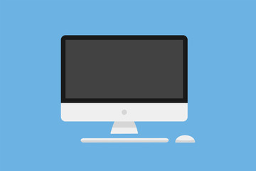 Computer display mouse keyboard. Technology communication background. Monitor vector icon. Flat graphic design. Screen computer monitor.