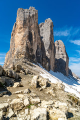 Naklejka premium Die Gebirgsstöcke der Drei Zinnen im Pustertal