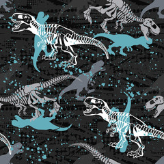 Abstract seamless vector pattern for girls, boys, clothes. Creative background with Jurassic period, dinosaur creative Funny wallpaper for textile and fabric. Fashion style. Colorful bright