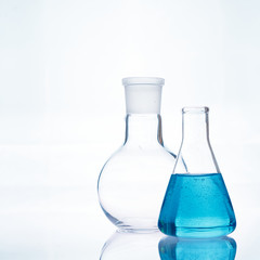 The glass bulb. Chemical flask. Chemical vessels. Glassware.