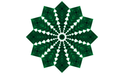 Green symmetry mandala with squares