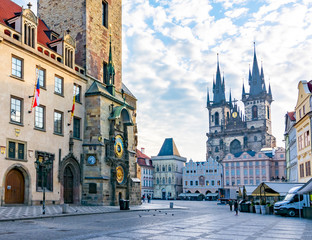 Fototapeta na wymiar Astronomical clock and Old town square in Prague, Czech Republic