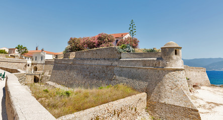 Fortress Miollis on the sea beach in Ajaccio, Corsica, France.