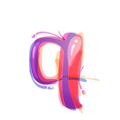 Q letter logo formed by watercolor splashes.
