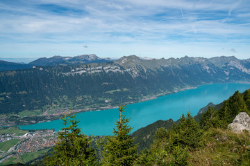 Fototapeta na wymiar wunderschöne Aussicht von der Schynige Platte Wanderung auf den Brienzersee und Interlaken
