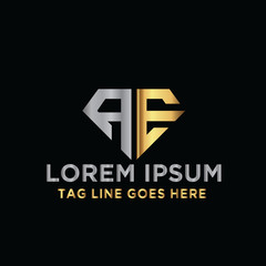Luxury Diamond Logo Design Template and letter AE logo design.