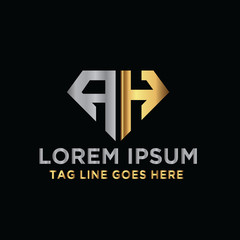 Luxury Diamond Logo Design Template and letter AH logo design.