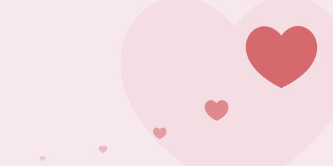 Pink and red hearts on pink background
