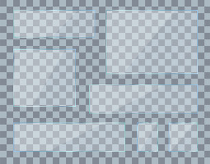 Set of transparent glass on an isolated background. Layout. Vector graphics in a friendly style.