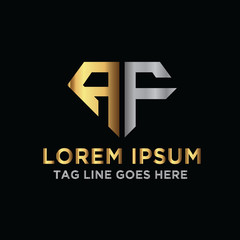 Luxury Diamond Logo Design Template and letter AF logo design.