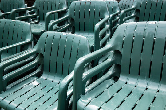 Green plastic chairs