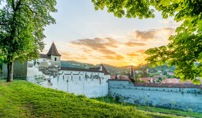 Weaver's bastion fortress in Brasov, Transylvania landmark, Romania