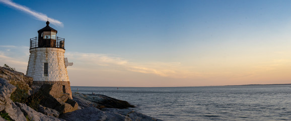 Panorama of Castle Hill Lighthouse at Newport, Rhode Island - obrazy, fototapety, plakaty