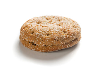 Two Round Buns of Rye and Wheat Flour with Sesame Seeds Top View