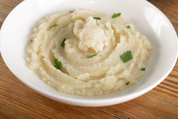 Homemade Cauliflower Puree or Colcannon with Mashed Cabbage