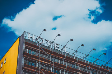 hotel sign on construction site building