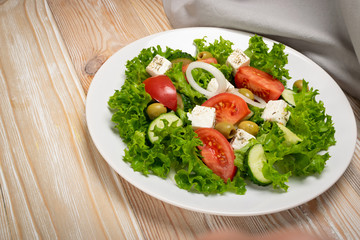 Greek Salad, Horiatiki or Village Salad with Feta Cheese