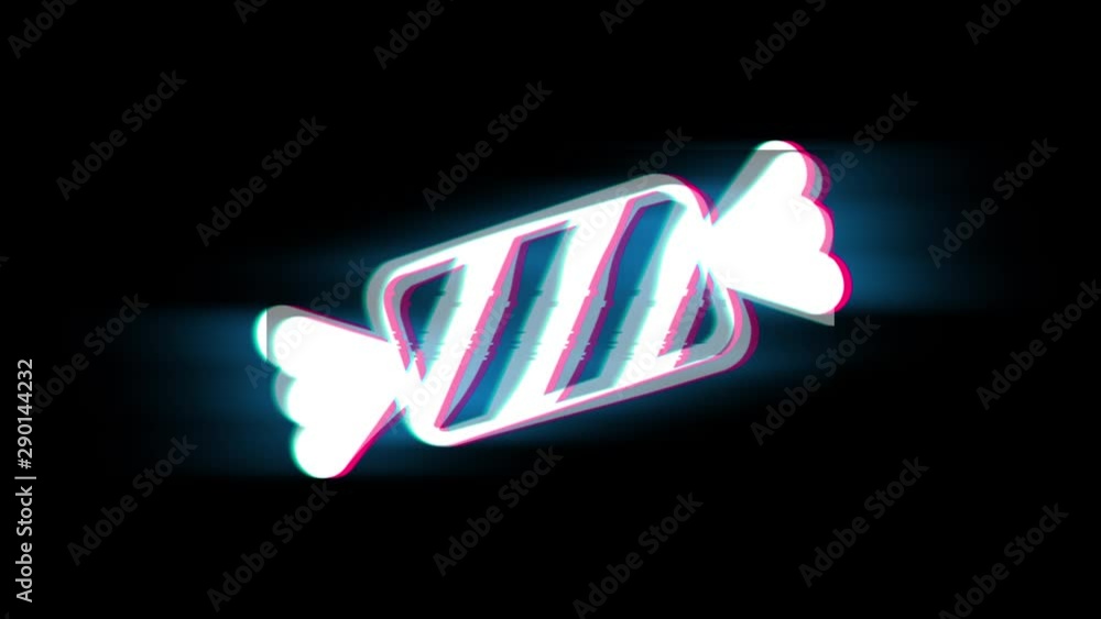 Poster candy symbol on glitch led screen retro vintage display animation 4k animation seamless loop alpha c
