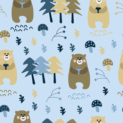seamless repeat pattern with cute bears