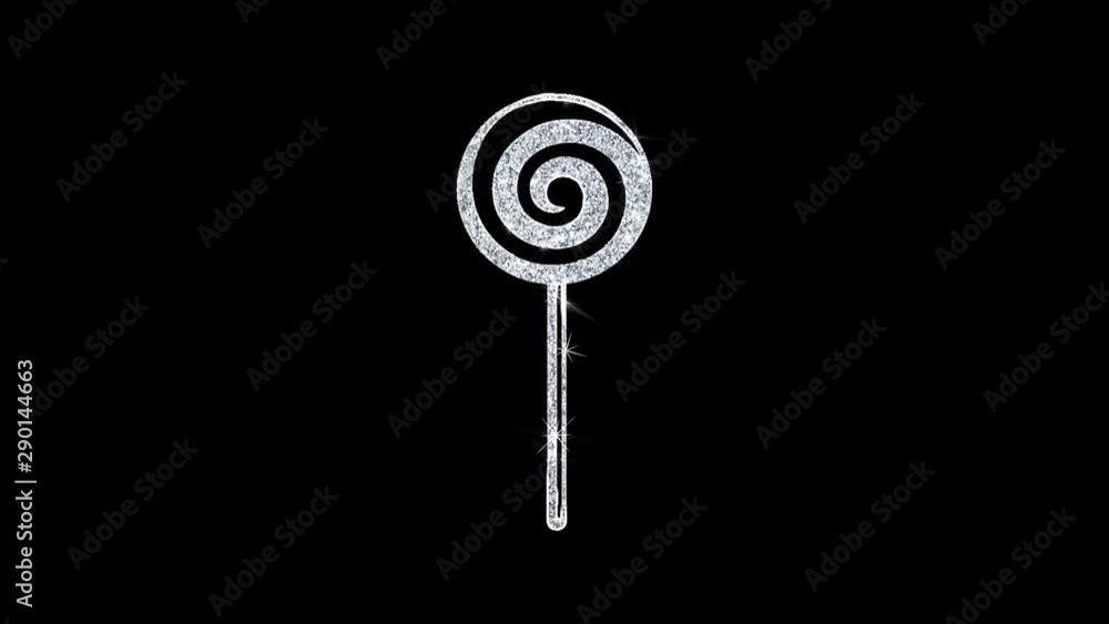 Poster lollipop candie icon sparkling shining white blinking particles diamond glitter loop light 4k animat