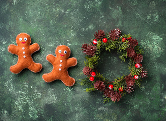 Christmas gingerbread men made of felt