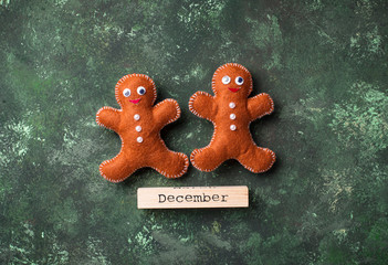 Christmas gingerbread men made of felt