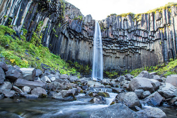 Long exposure of the Svartifoss waterfall in Iceland